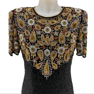 Vtg Laurence Kazar beaded dress